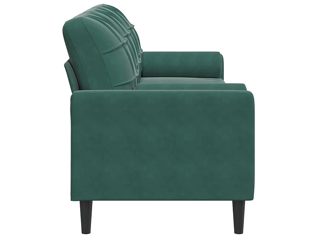 3-Sitzer-Sofa mit dunkelgrünen Kissen 210 cm Samt