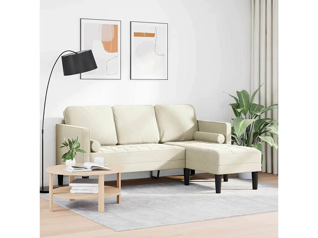 Crèmekleurige bankstel 173 x 131 x 67 cm fluweel