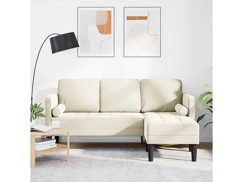 Set divano color crema 173 x 131 x 67 cm in velluto