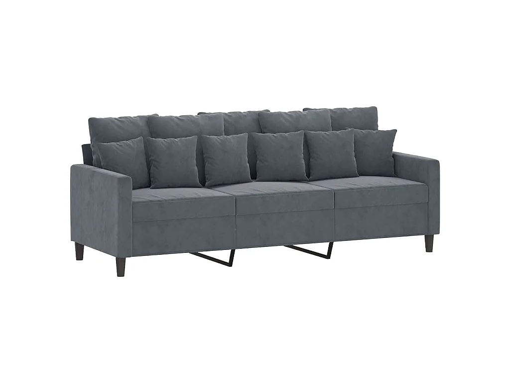 2-teiliges Sofaset mit Kissen, dunkelgrauer Samt