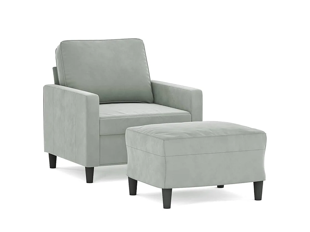 Fauteuil avec repose-pied Gris clair 60 cm Velours