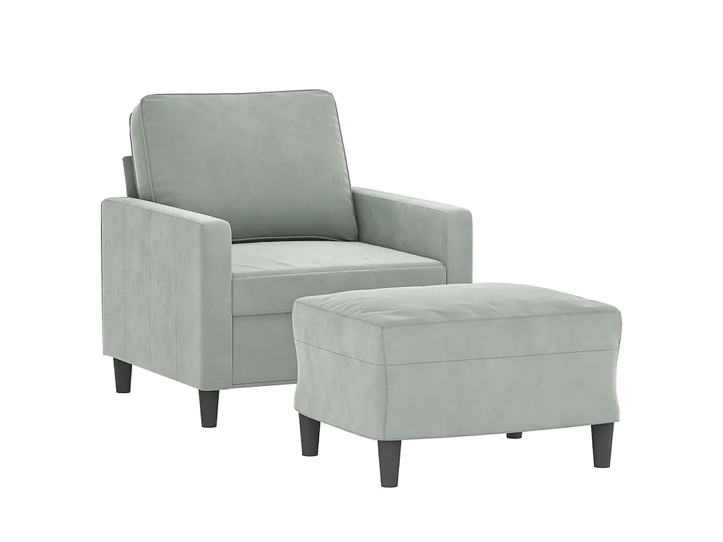 Fauteuil avec repose-pied Gris clair 60 cm Velours