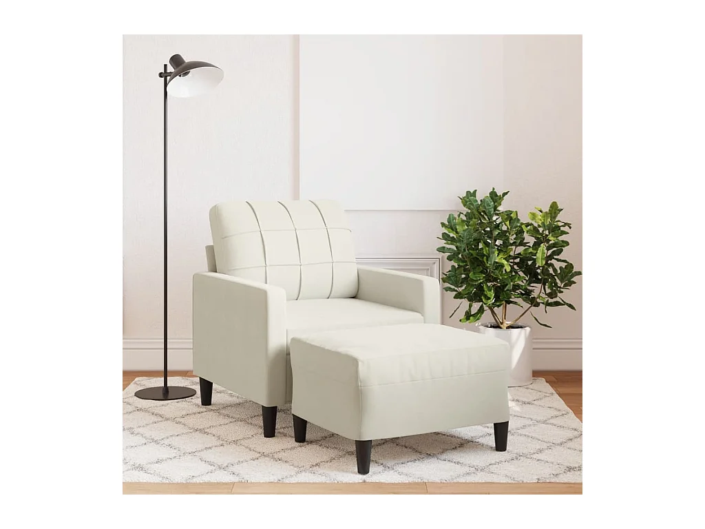 Fauteuil avec repose-pied Crème 60 cm Velours