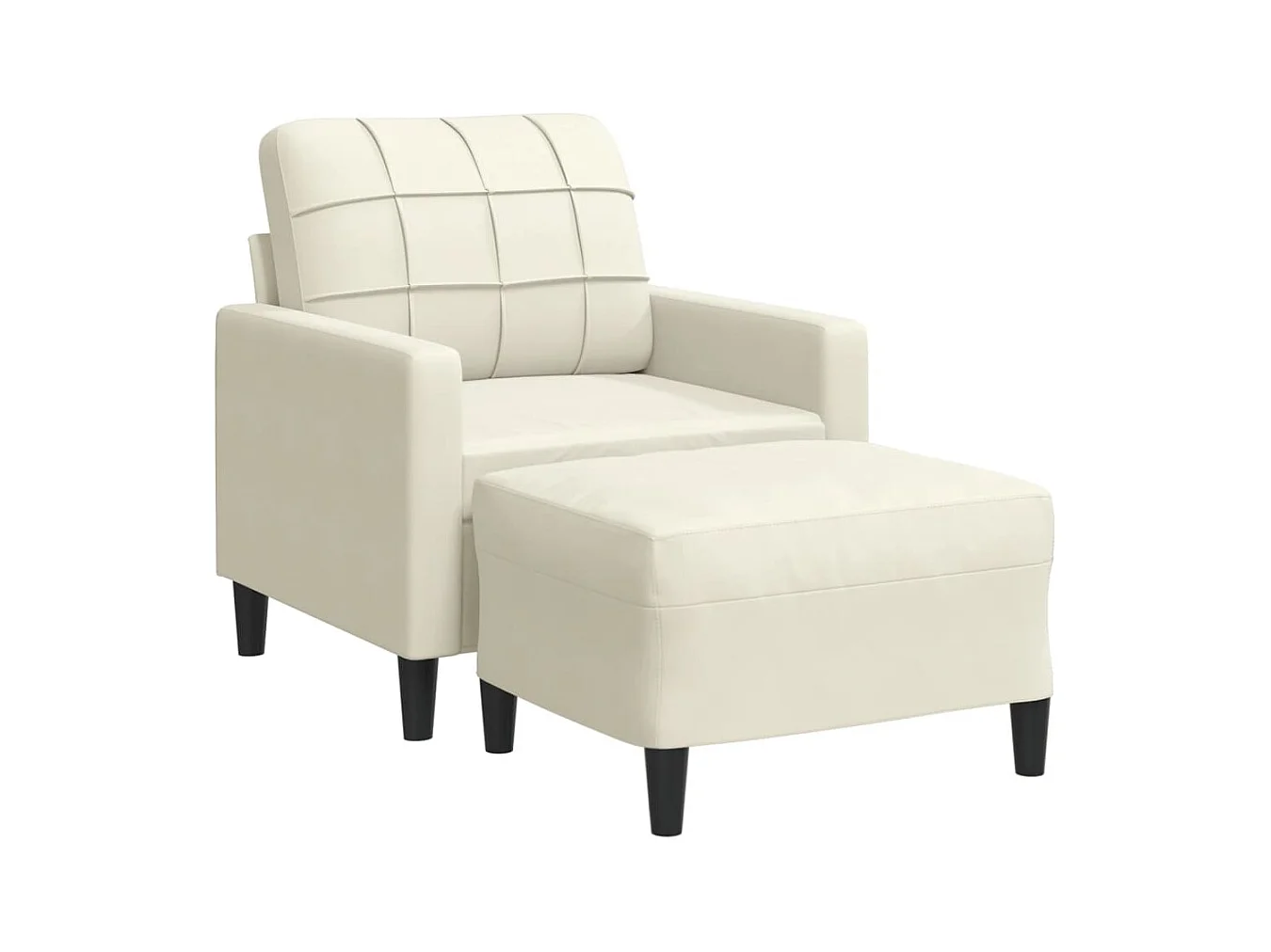 Fauteuil avec repose-pied Crème 60 cm Velours