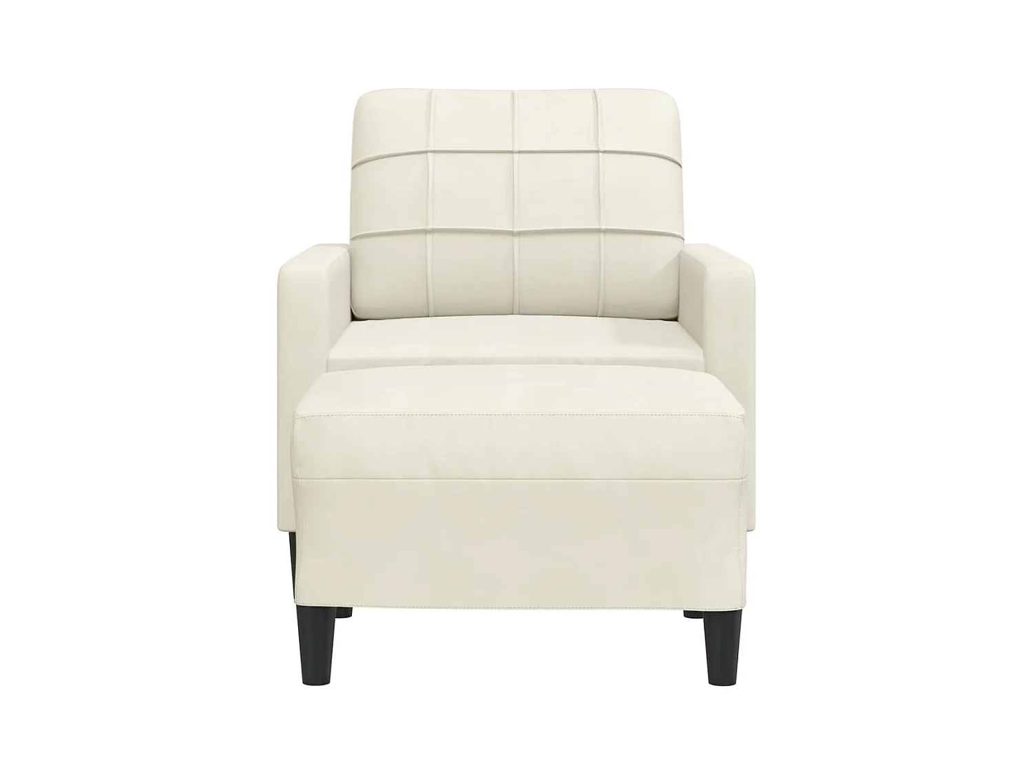 Fauteuil avec repose-pied Crème 60 cm Velours