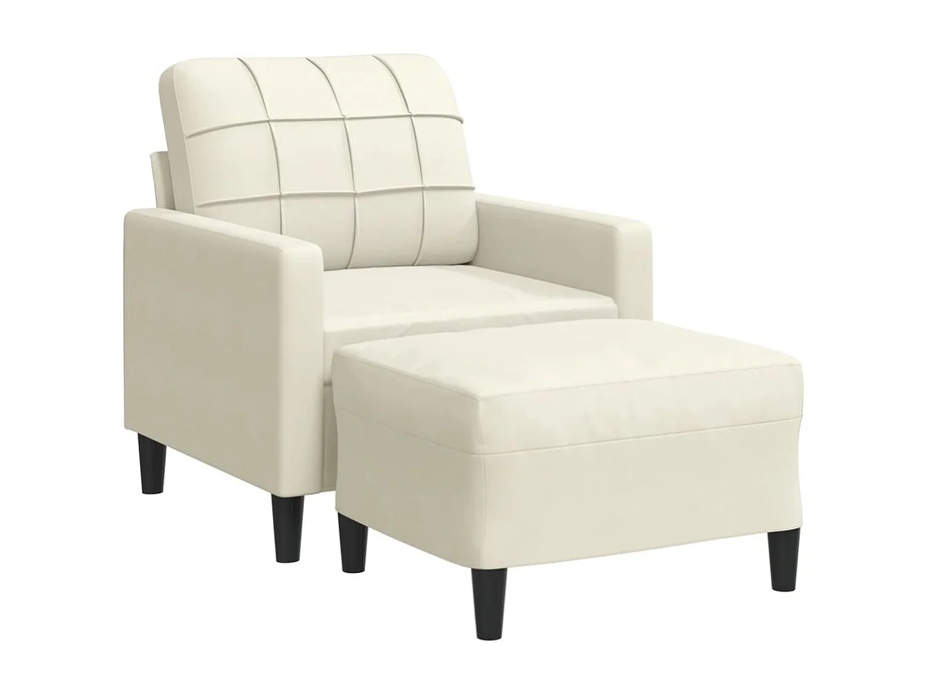 Fauteuil met voetenbank Crème 60 cm Fluweel