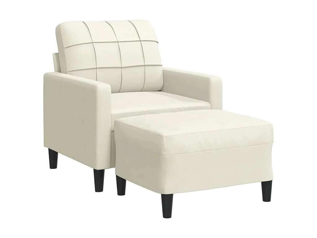 Poltrona con poggiapiedi Crema 60 cm Velluto