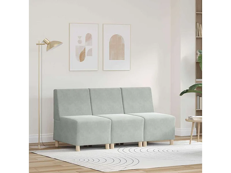 Unité de Sofa Modulaire Sans Accoudoirs 3 pcs Gris clair