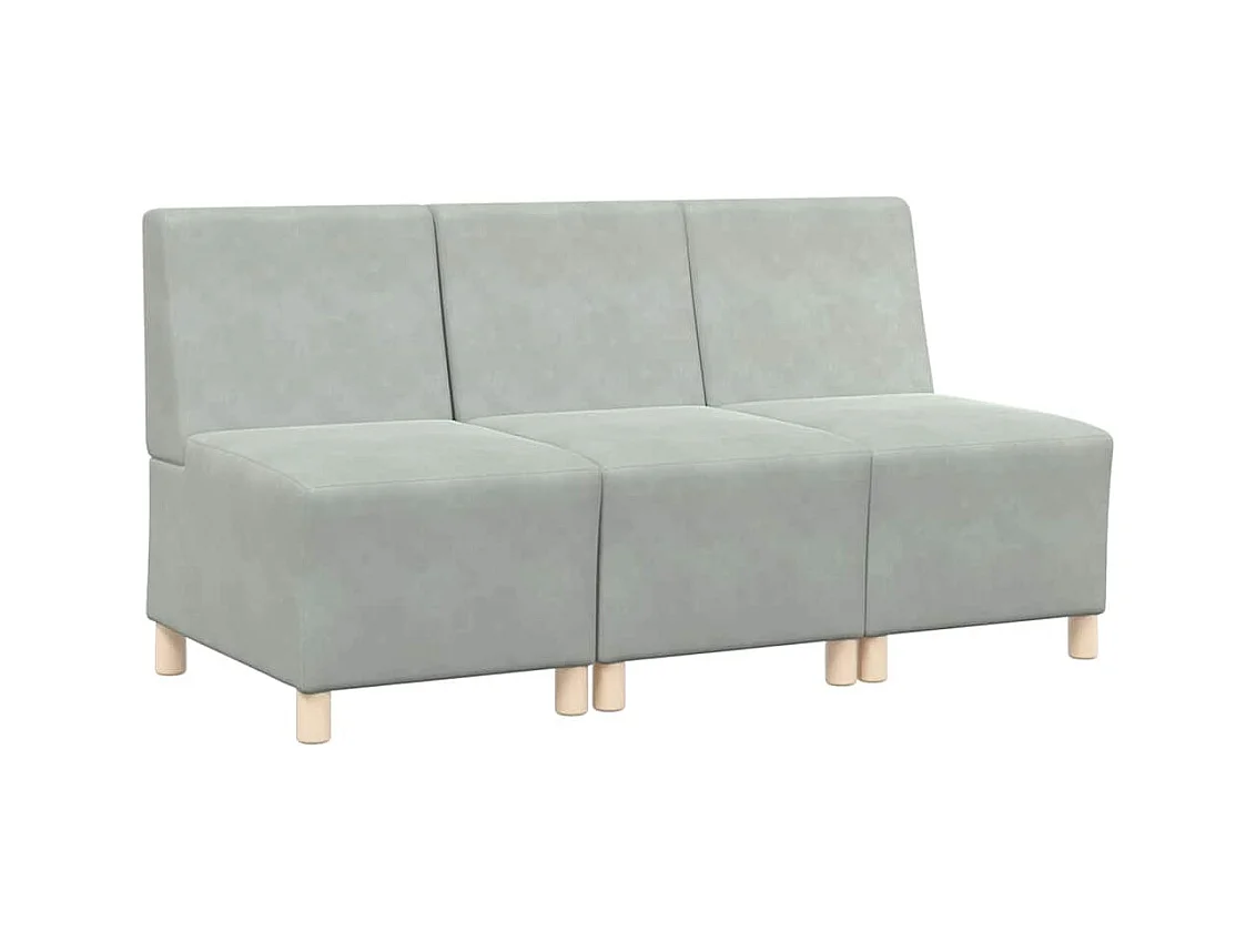 Divano componibile senza braccioli 3 pezzi grigio chiaro