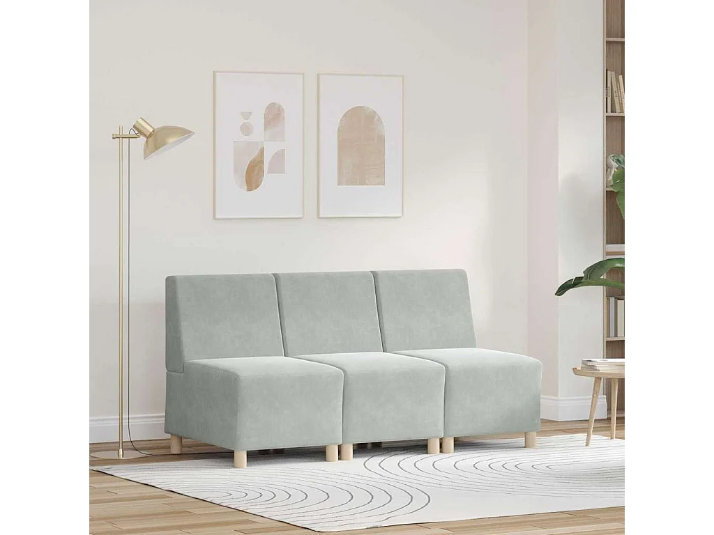 Unité de Sofa Modulaire Sans Accoudoirs 3 pcs Gris clair