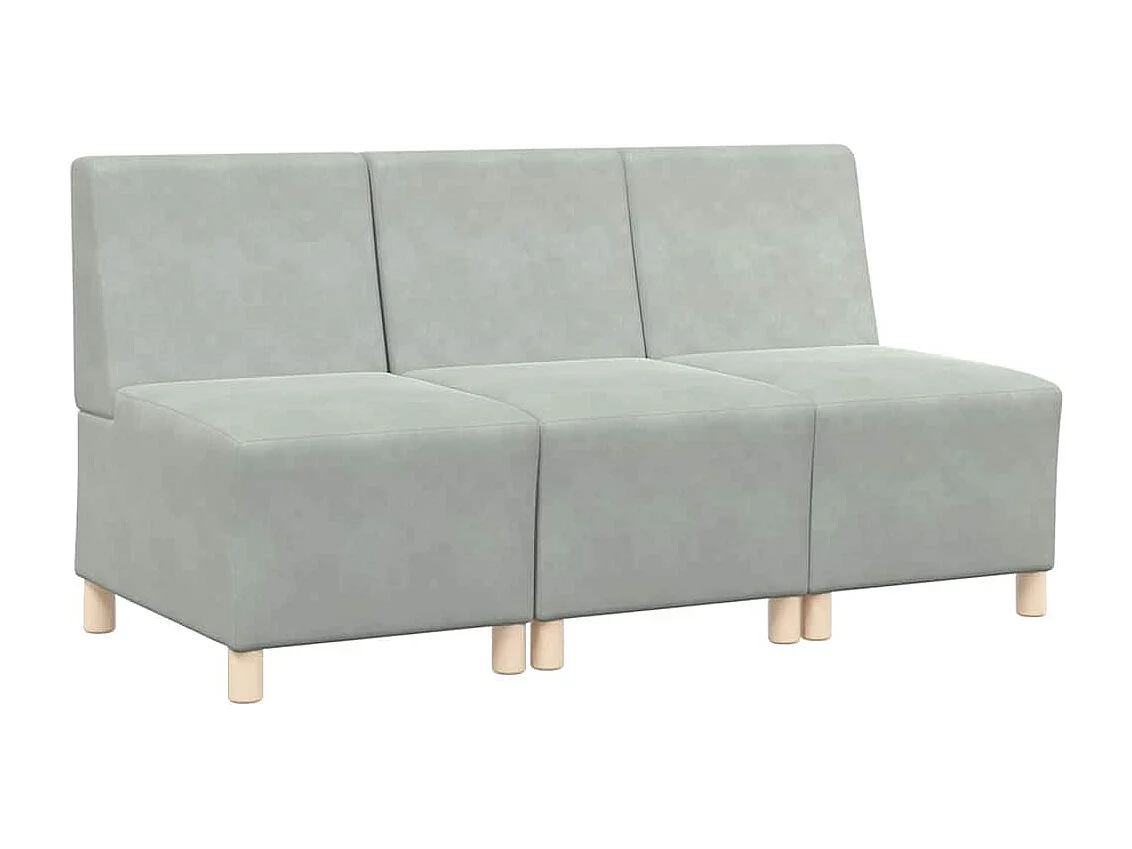 Unité de Sofa Modulaire Sans Accoudoirs 3 pcs Gris clair