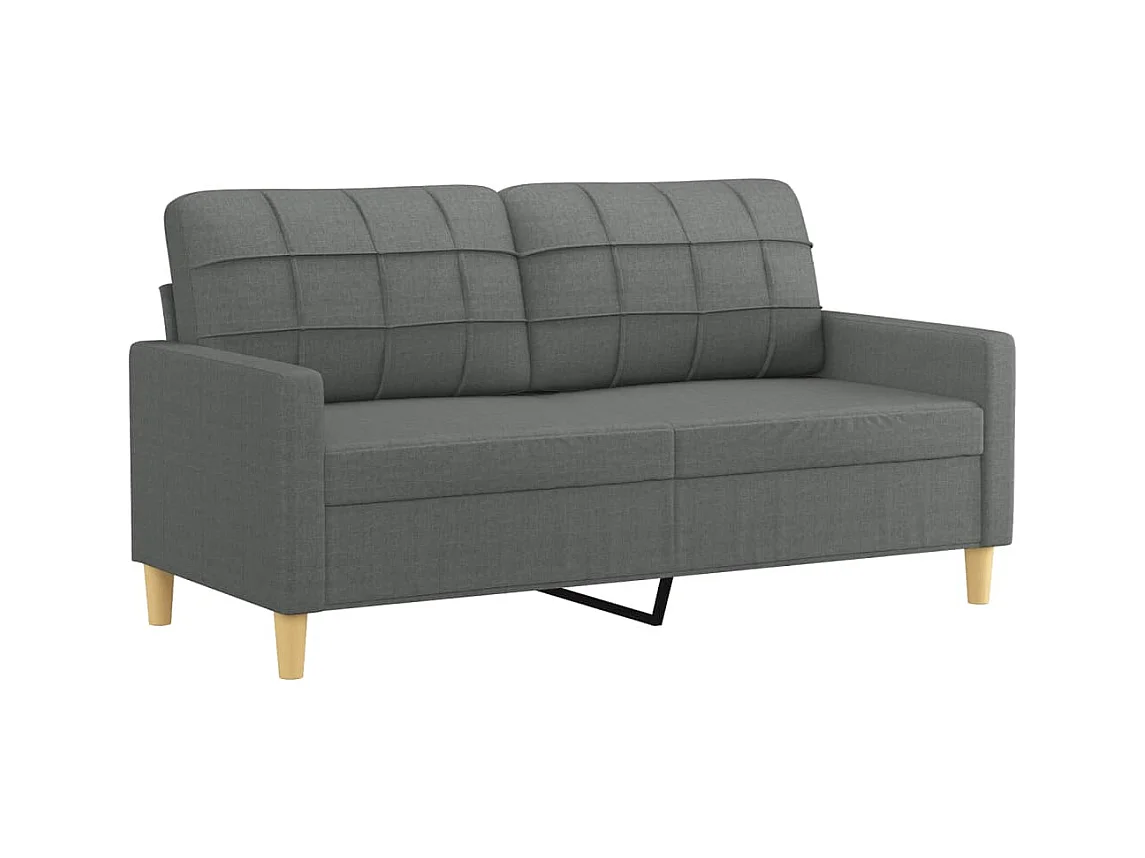 3-teiliges Sofaset mit Kissen, dunkelgrauer Stoff