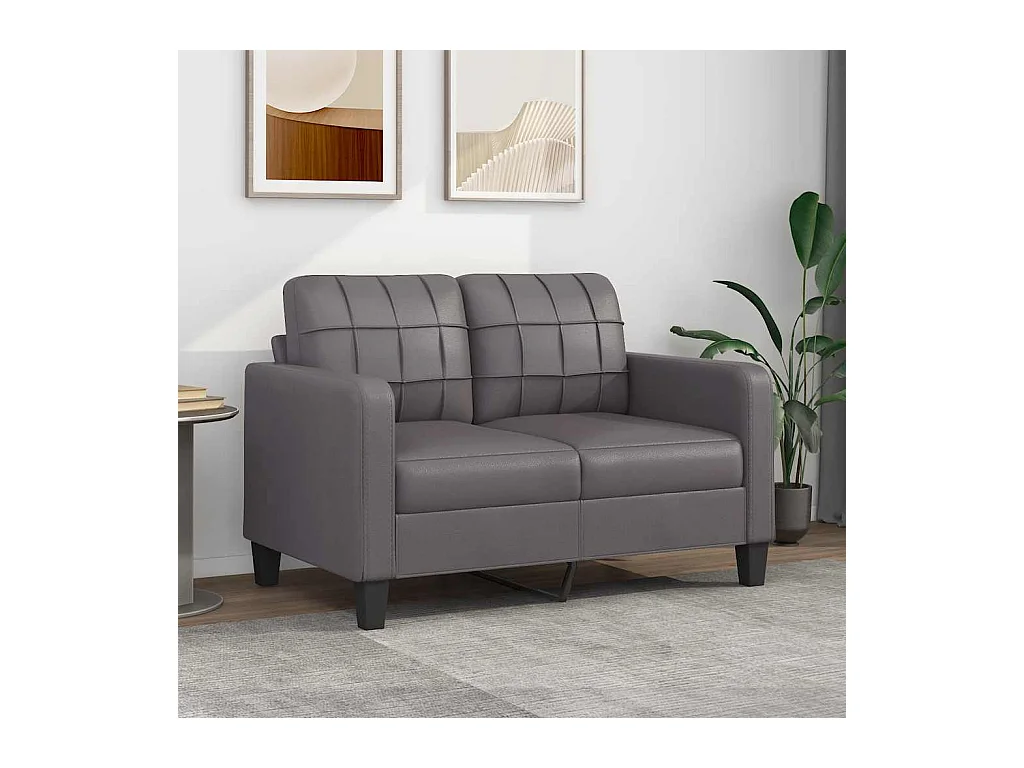 2-Sitzer-Sofa Grau 120 cm Kunstleder