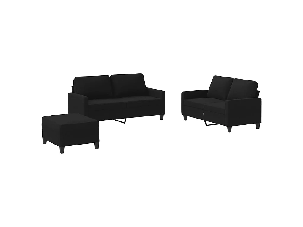Ensemble de canapés 3 pcs avec coussins Noir Tissu