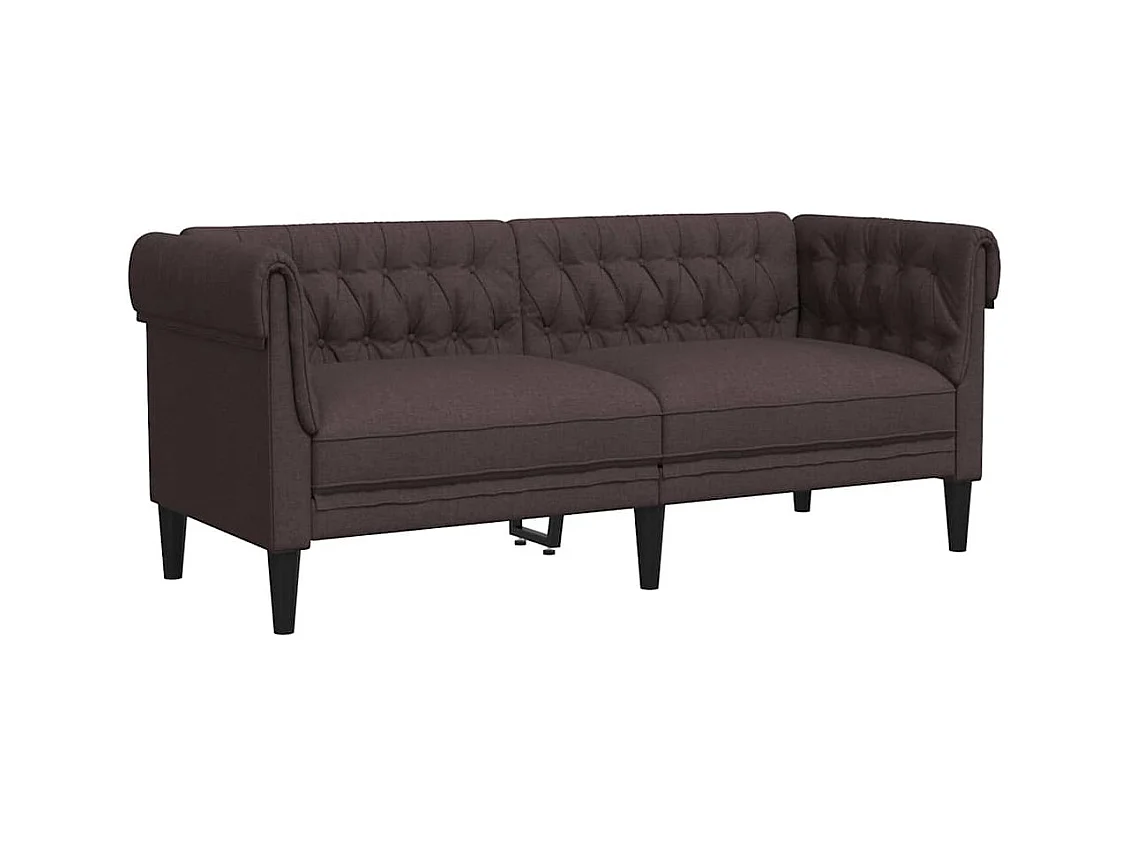 Chesterfield 2-Sitzer-Sofa aus dunkelbraunem Stoff