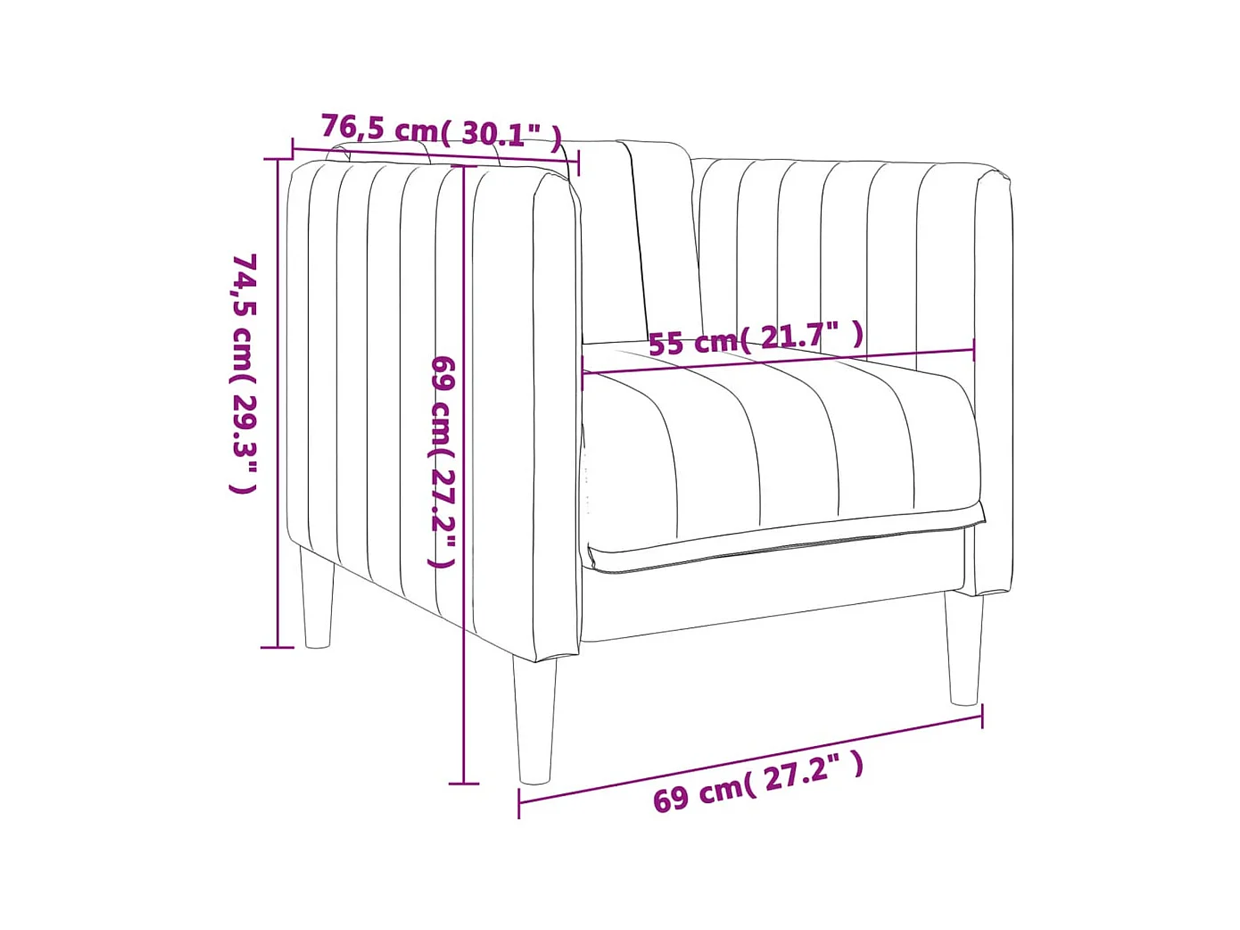 Blauwe stoffen fauteuil