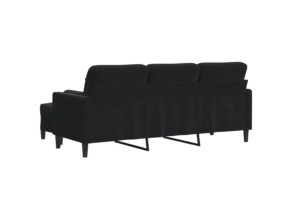 Divano 3 posti con poggiapiedi Nero 180 cm Velluto