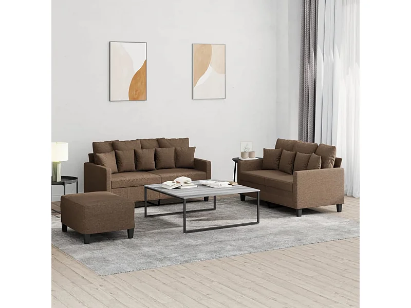 Ensemble de canapés 3 pcs avec coussins Marron Tissu