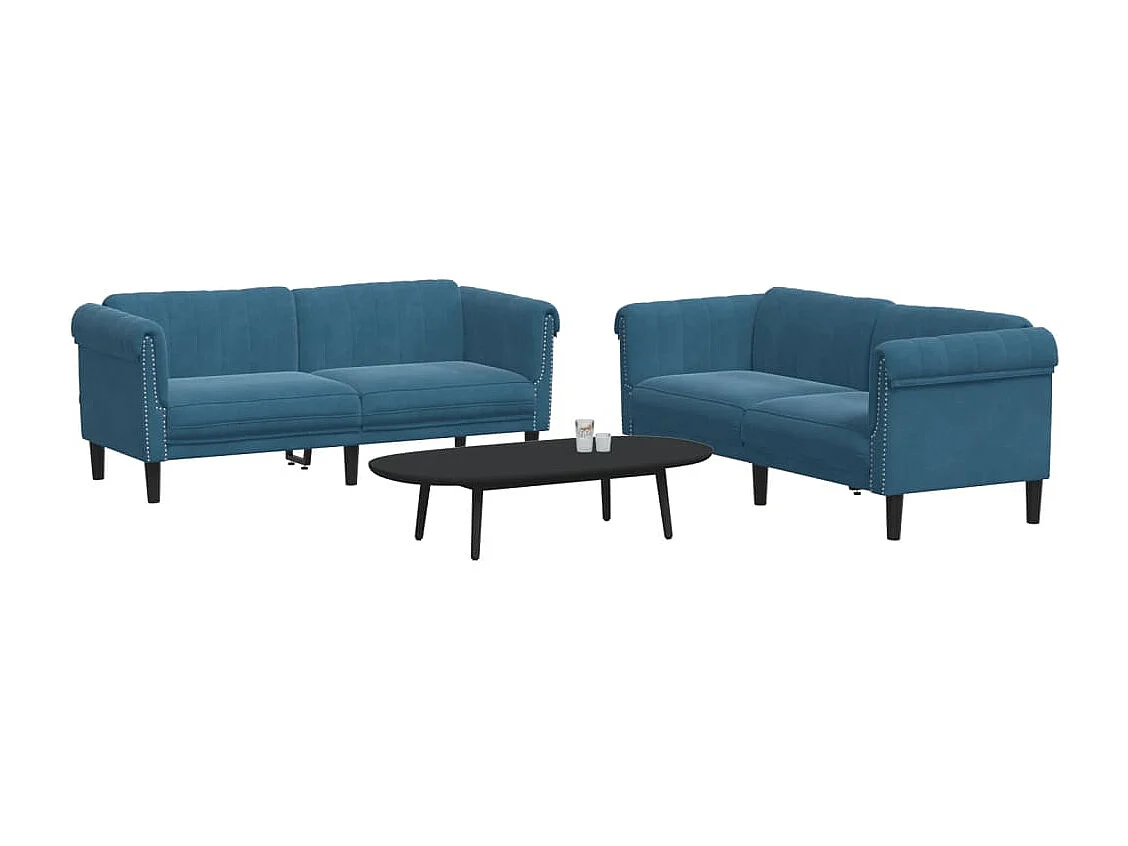 Conjunto de sofá de 2 piezas de terciopelo azul