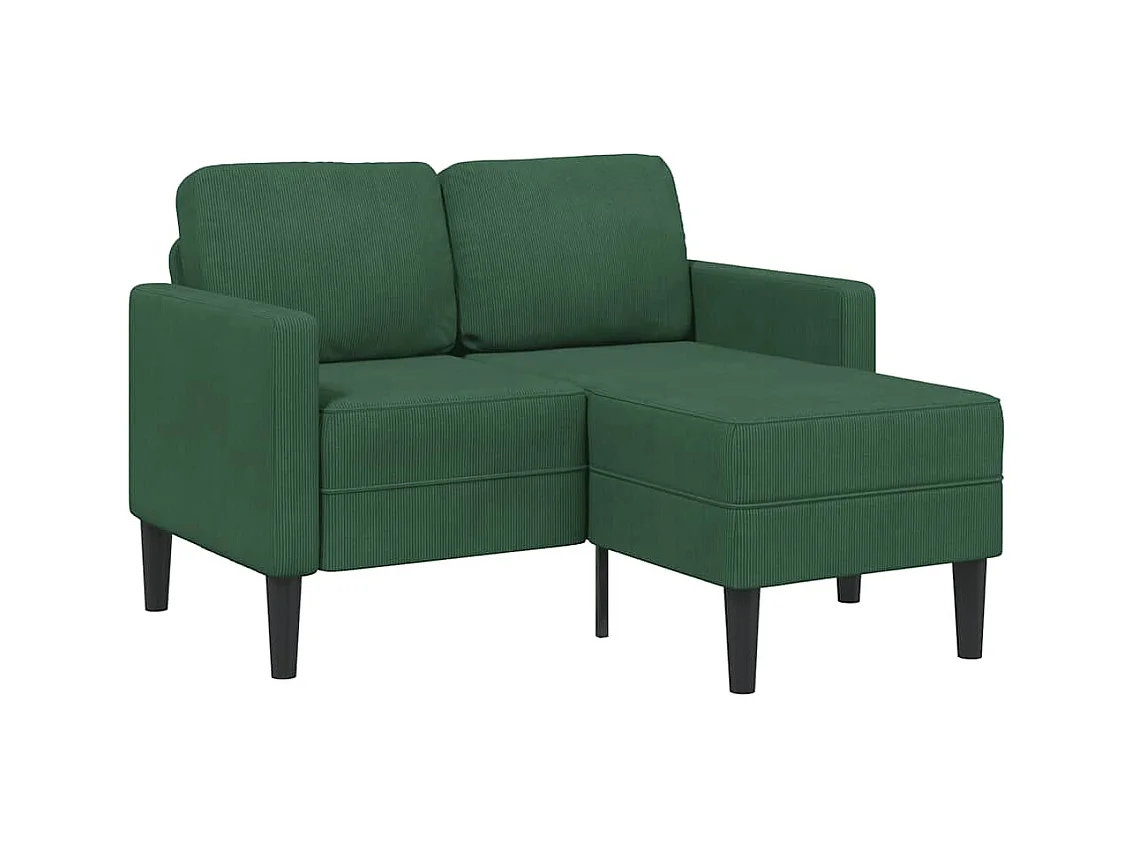 Divano a 2 posti con chaise longue a L in lino verde scuro da 125 cm