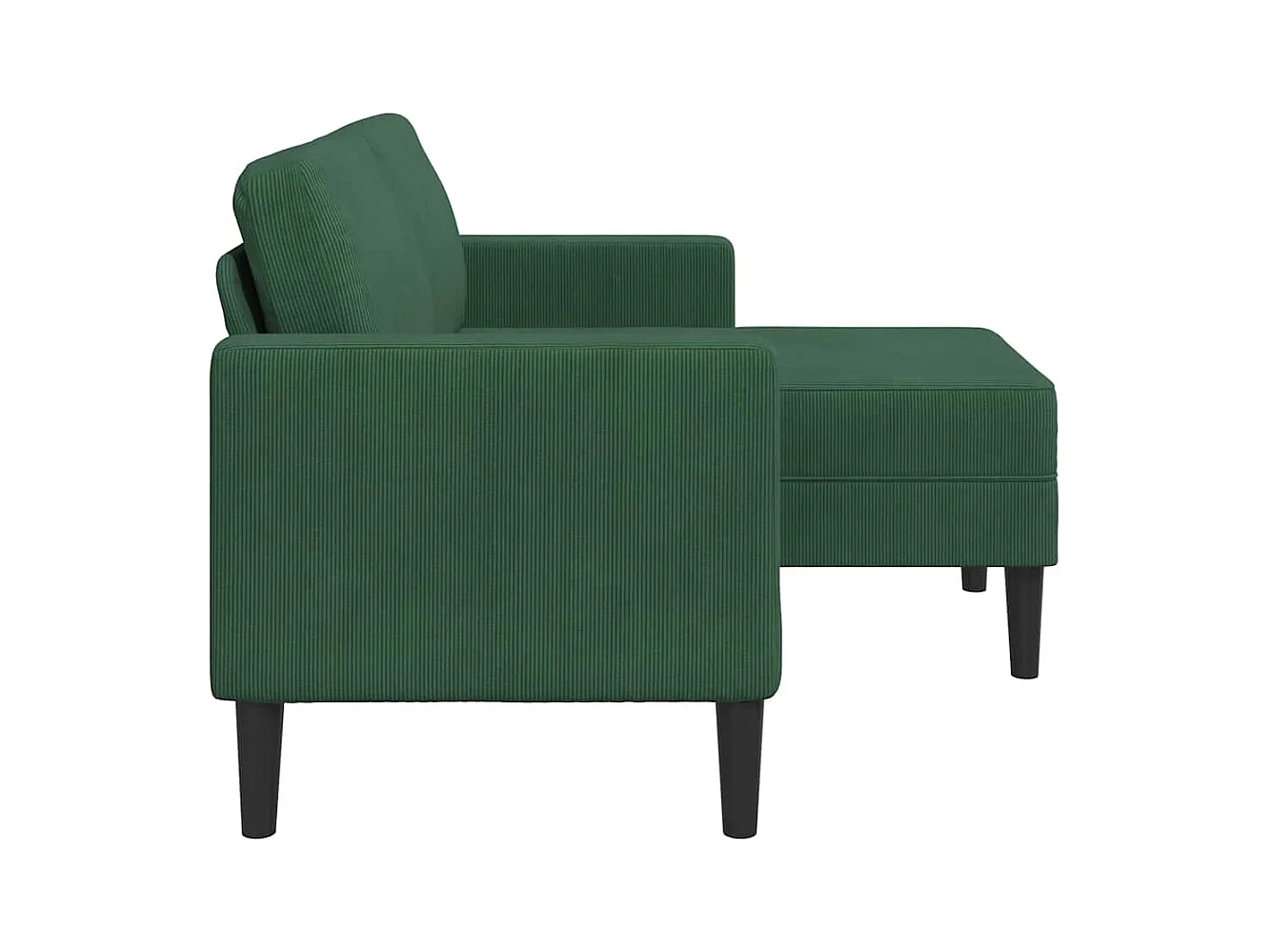 Divano a 2 posti con chaise longue a L in lino verde scuro da 125 cm