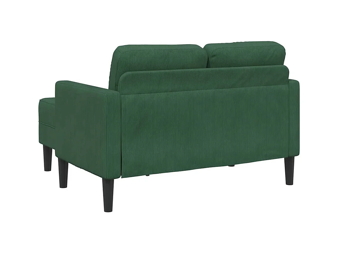 Divano a 2 posti con chaise longue a L in lino verde scuro da 125 cm