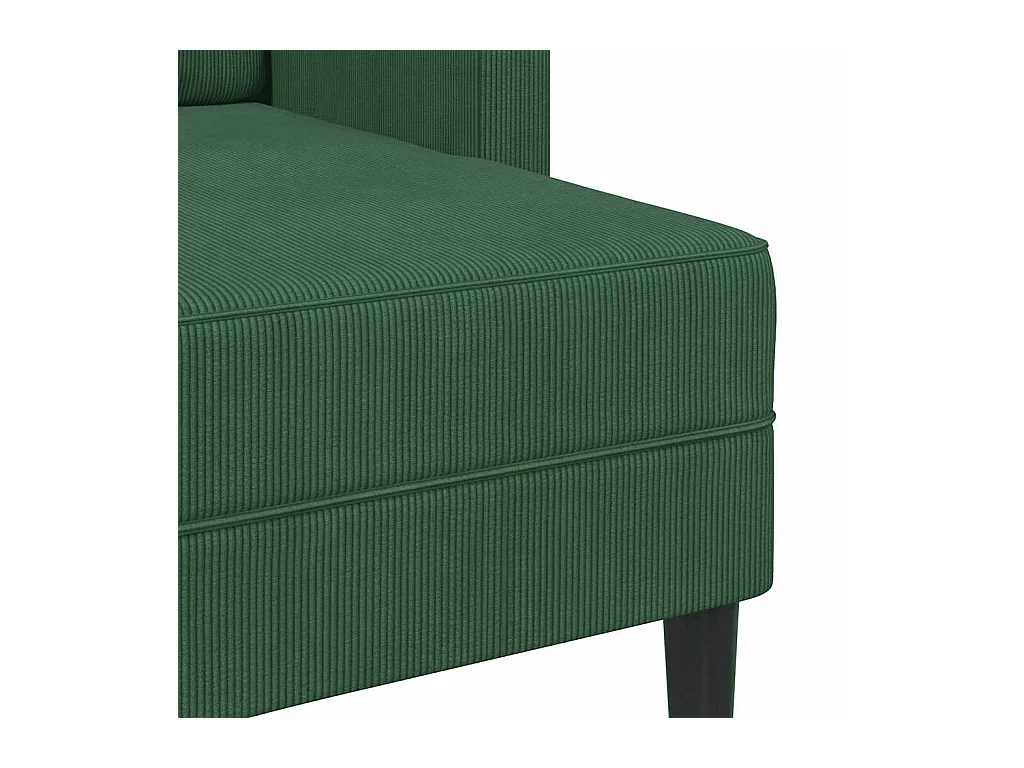 Divano a 2 posti con chaise longue a L in lino verde scuro da 125 cm