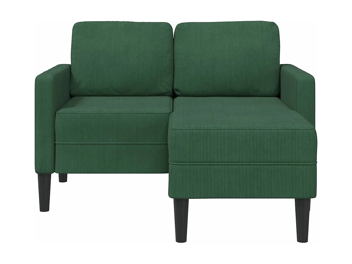 2-zitsbank met L-vormige chaise longue in donkergroen 125 cm linnen