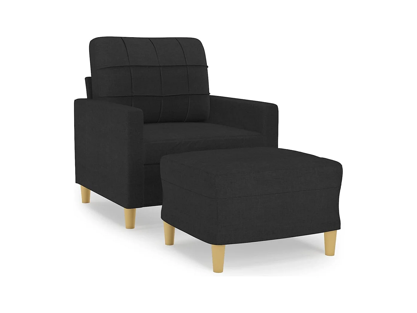 Fauteuil avec repose-pied Noir 60 cm Tissu