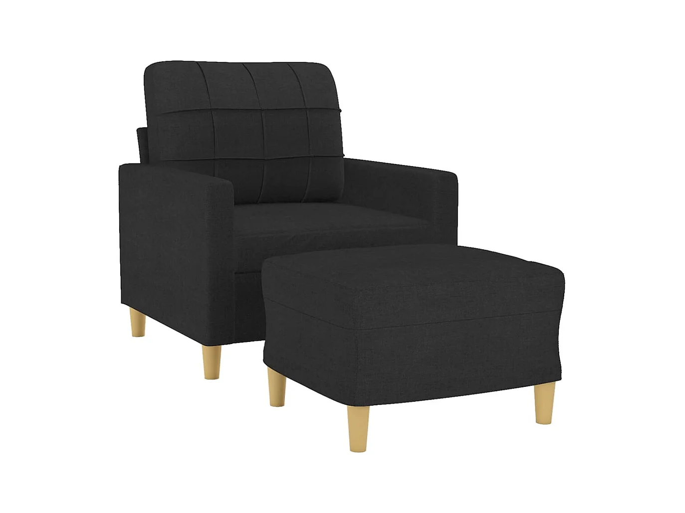 Fauteuil avec repose-pied Noir 60 cm Tissu