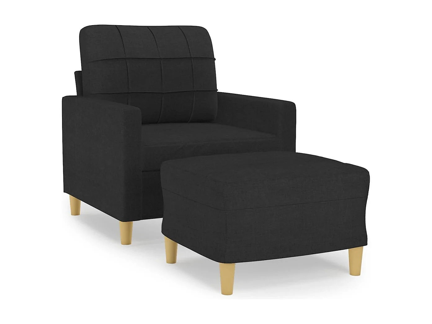 Sessel mit Fußstütze Schwarz 60 cm Stoff