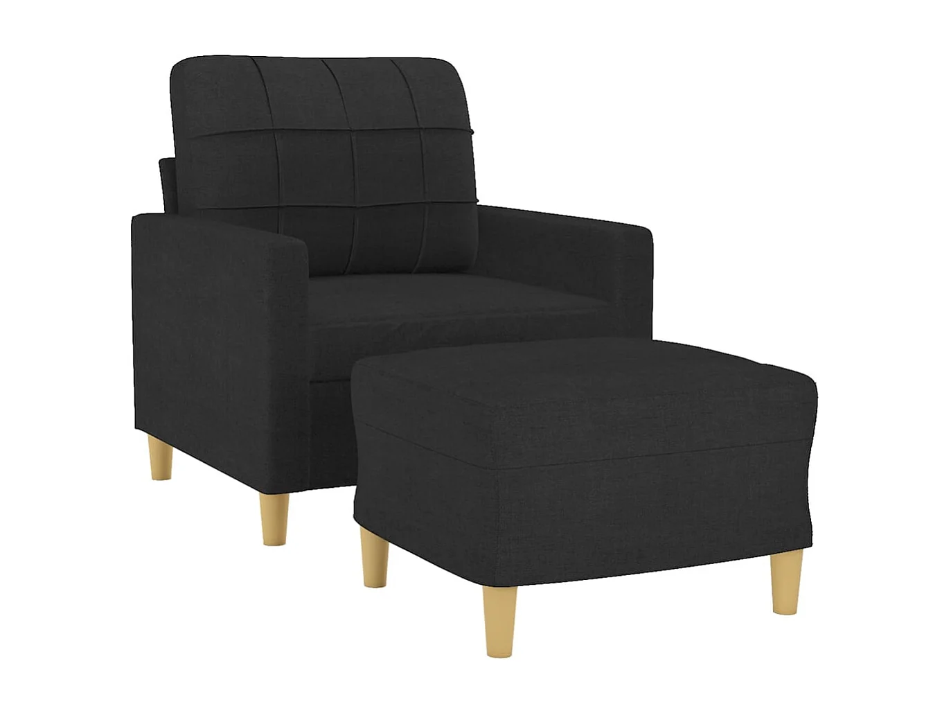 Sessel mit Fußstütze Schwarz 60 cm Stoff