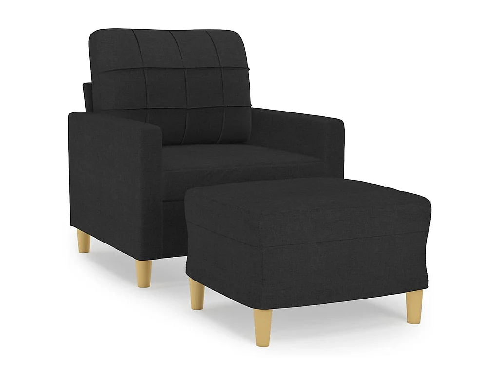 Fauteuil avec repose-pied Noir 60 cm Tissu