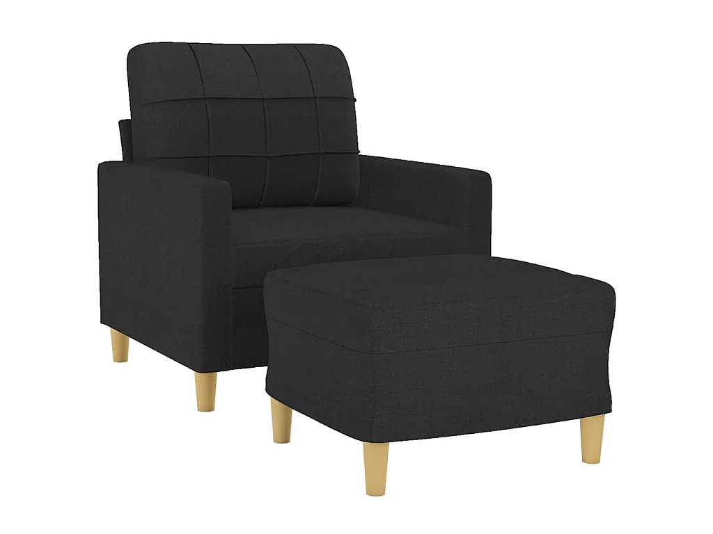 Fauteuil avec repose-pied Noir 60 cm Tissu
