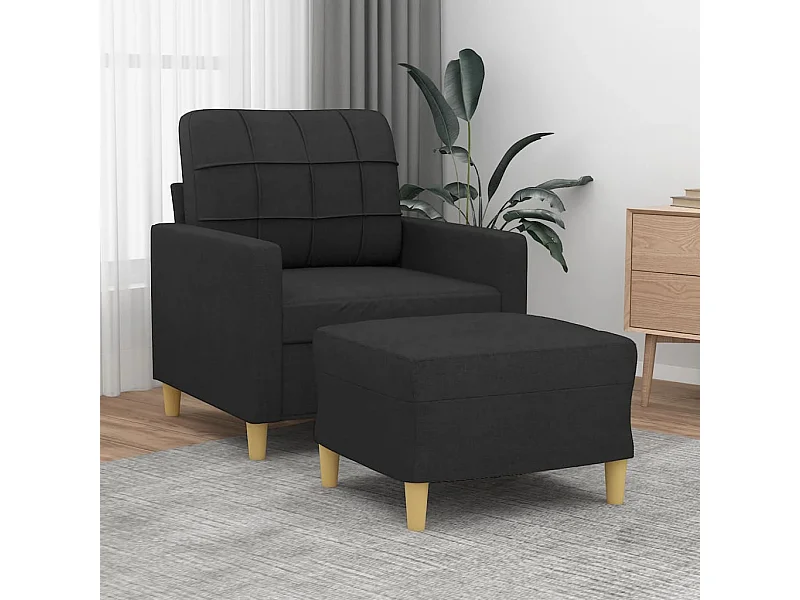 Poltrona con poggiapiedi Nero 60 cm Tessuto