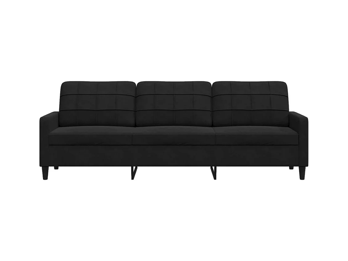Sofá 3 plazas Terciopelo Negro 210 cm