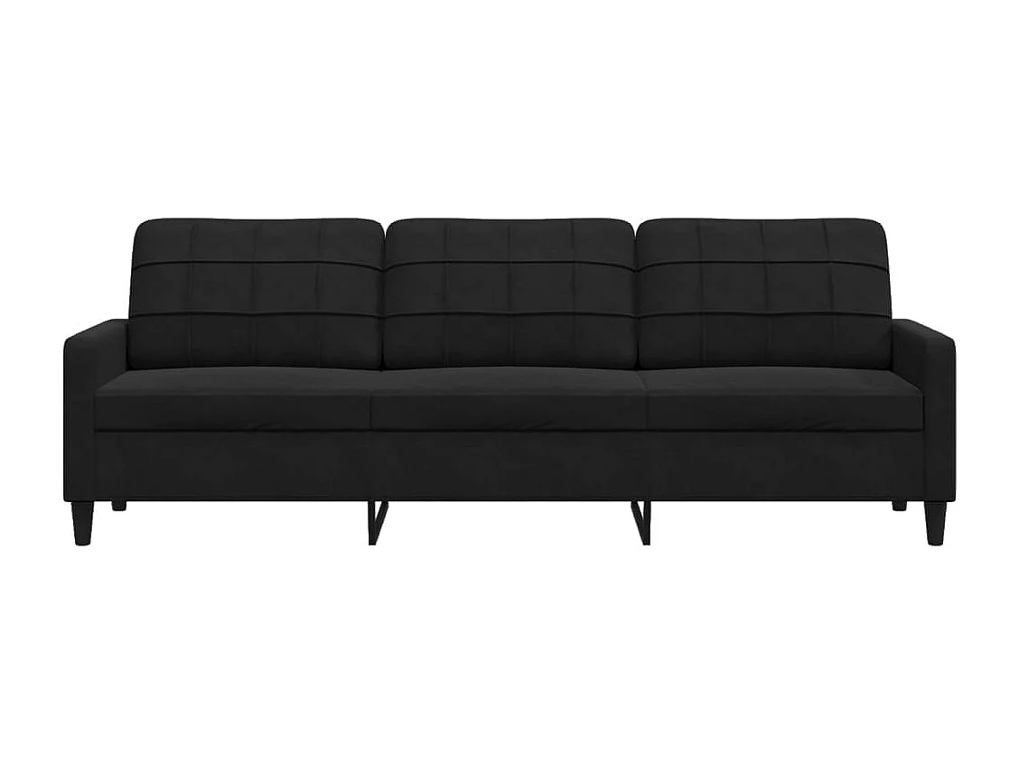 Sofá 3 plazas Terciopelo Negro 210 cm