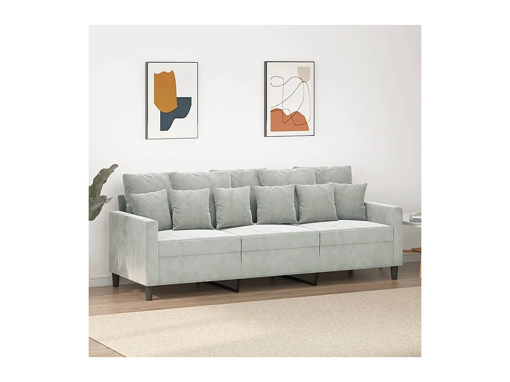 Canapé à 3 places Gris clair 180 cm Velours