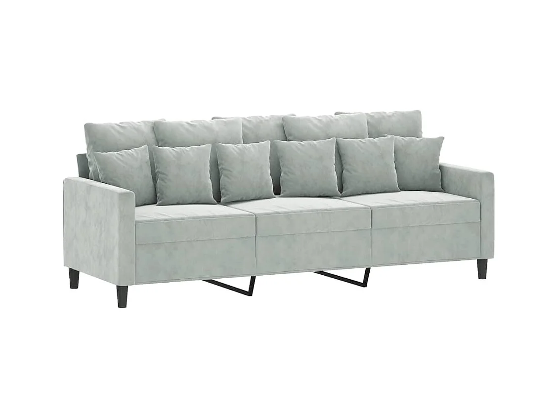 Canapé à 3 places Gris clair 180 cm Velours