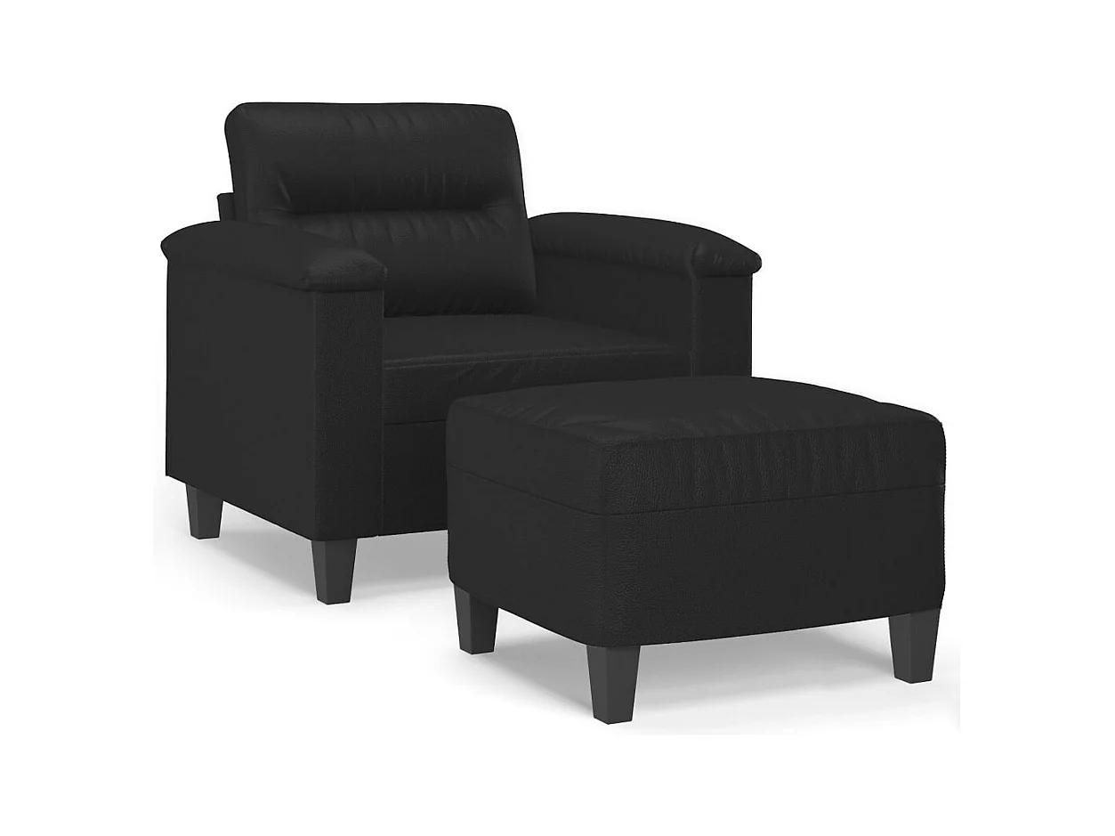Sillón con reposapiés Negro 60 cm Piel sintética