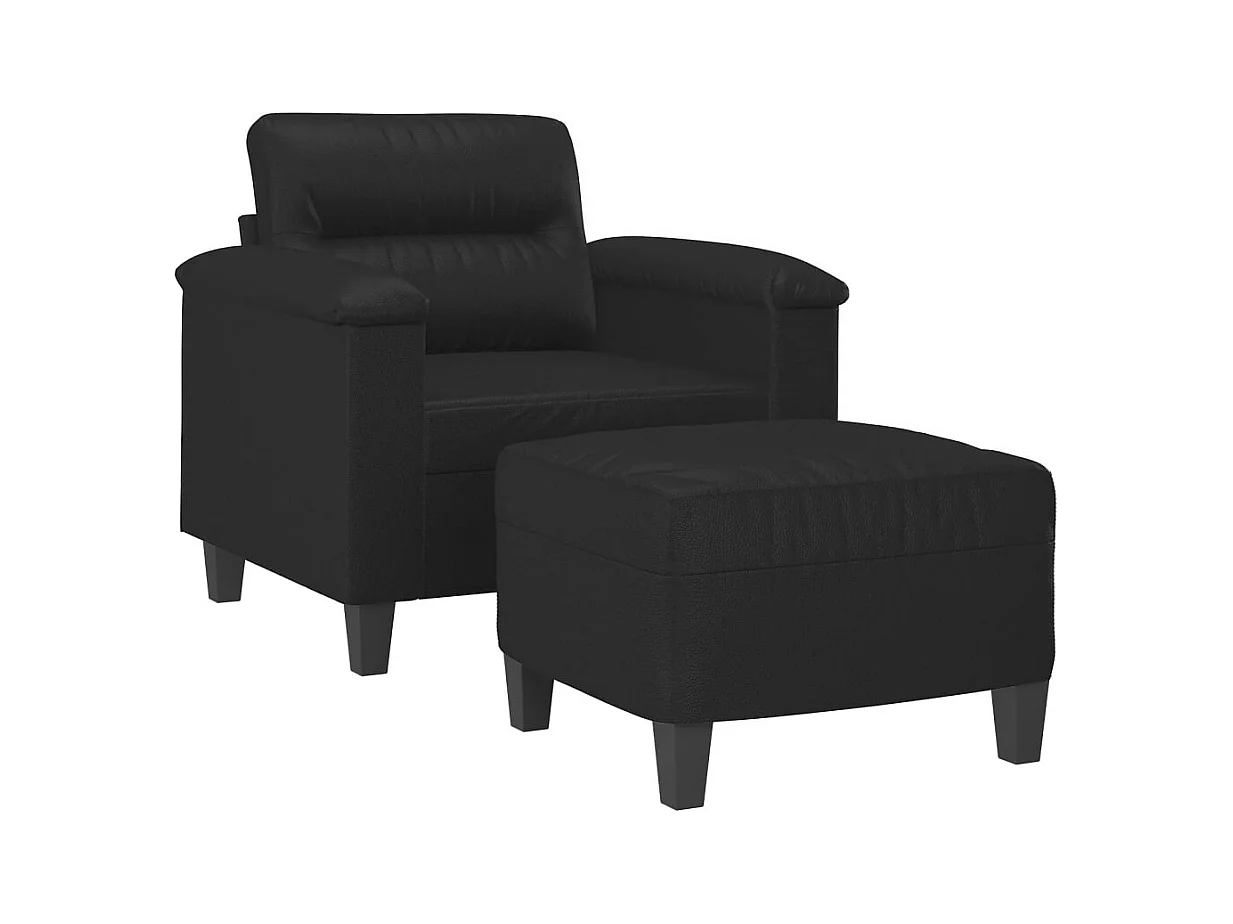 Sillón con reposapiés Negro 60 cm Piel sintética