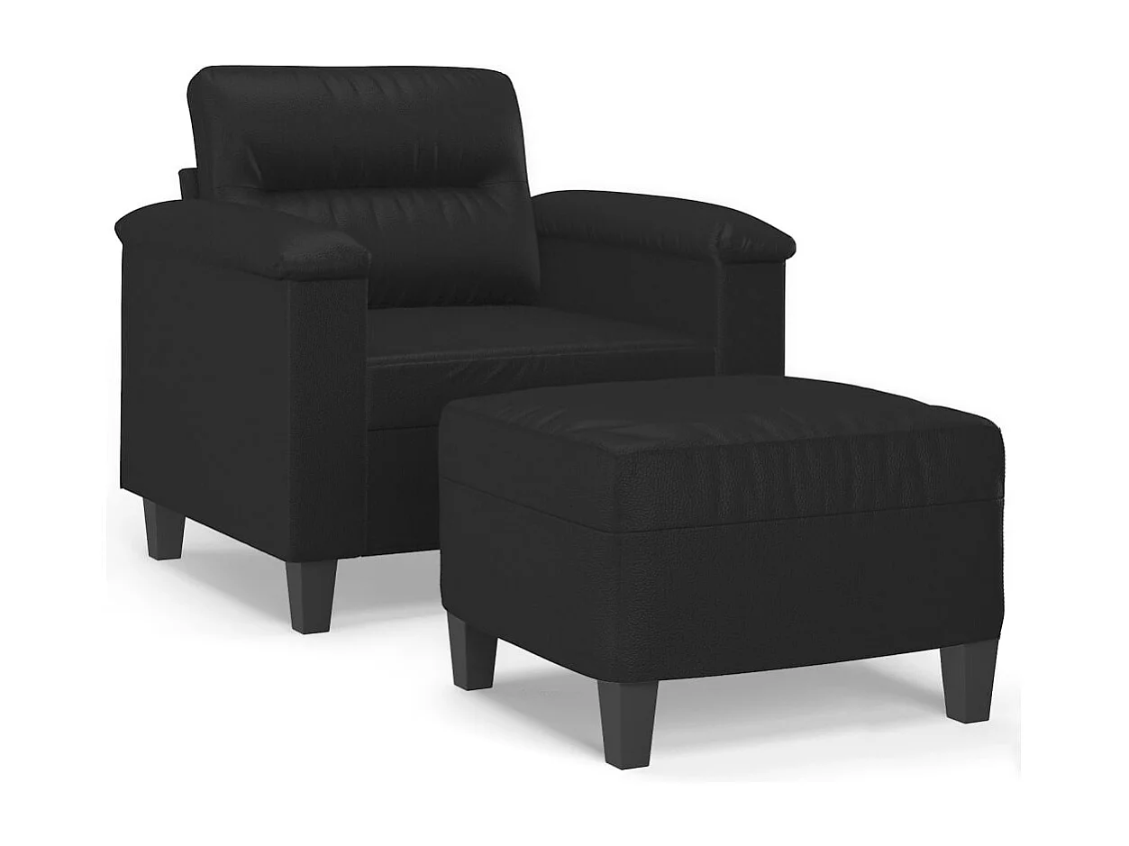 Sillón con reposapiés Negro 60 cm Piel sintética
