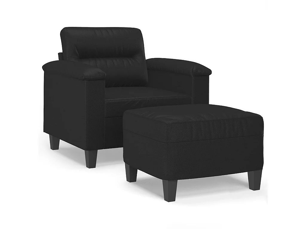 Fauteuil avec repose-pied Noir 60 cm Similicuir