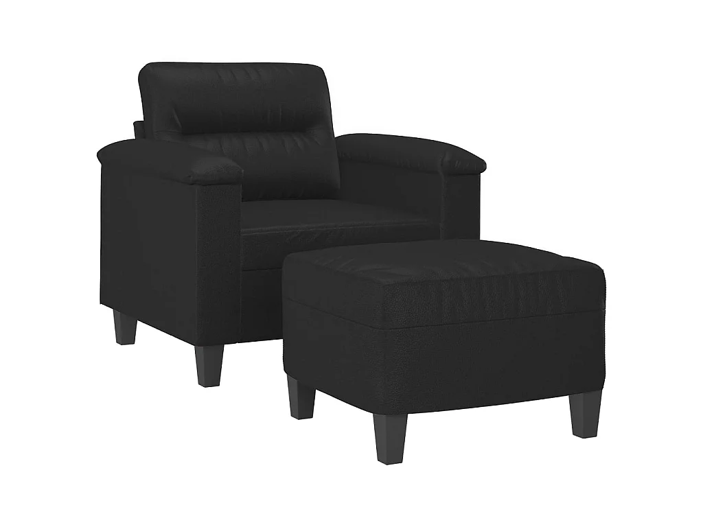 Fauteuil avec repose-pied Noir 60 cm Similicuir