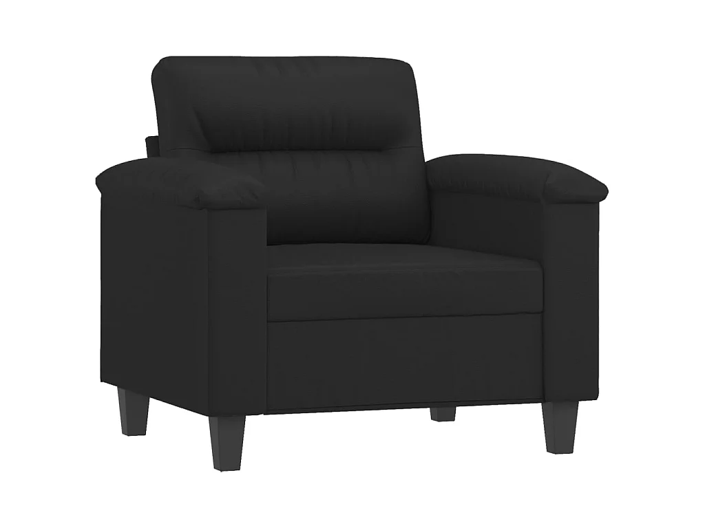 Fauteuil avec repose-pied Noir 60 cm Similicuir