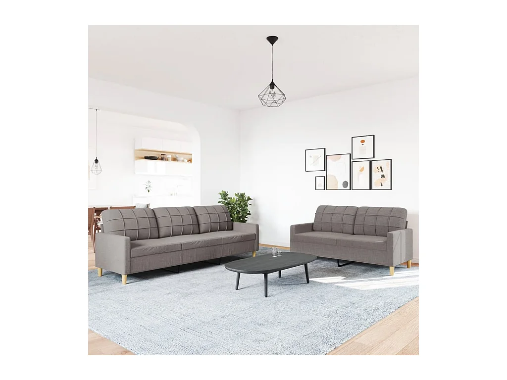 2-teiliges Sofaset, taupefarbener Stoff