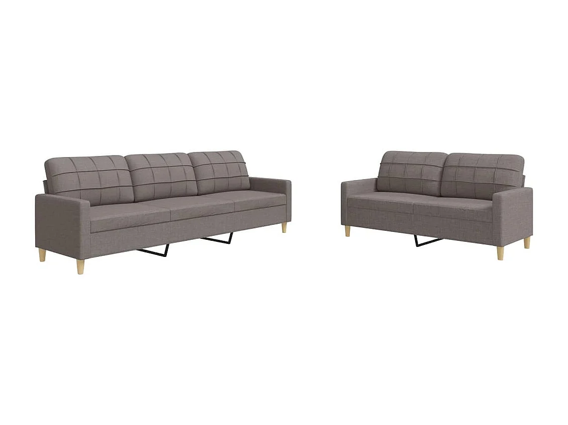 2-teiliges Sofaset, taupefarbener Stoff