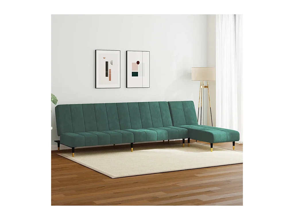 Conjunto de sofá de 2 piezas de terciopelo verde oscuro