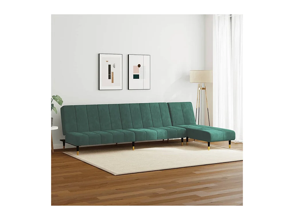 Conjunto de sofá de 2 piezas de terciopelo verde oscuro