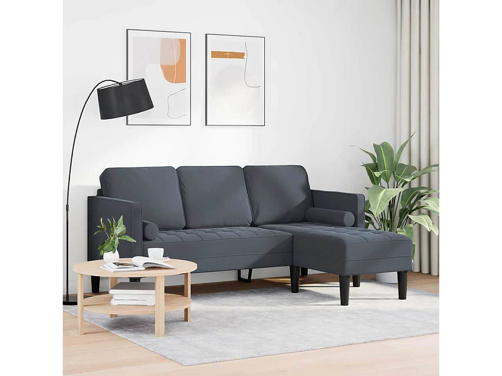 Ensemble de Canapés Gris foncé 173 x 131 x 67 cm Velours